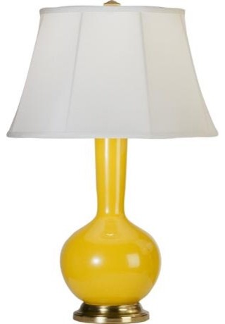 Robert Abbey Genie Brass and Yellow Ceramic Table Lamp