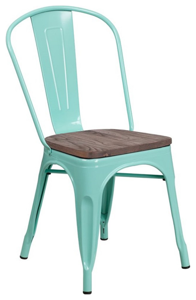 Flash Furniture Metal Dining Side Chair in Mint Green