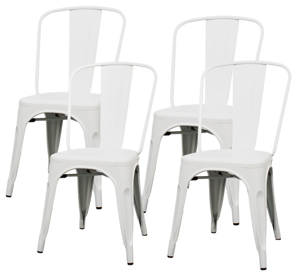 Metropolis Metal Dining Side Chair, Set of 4, White