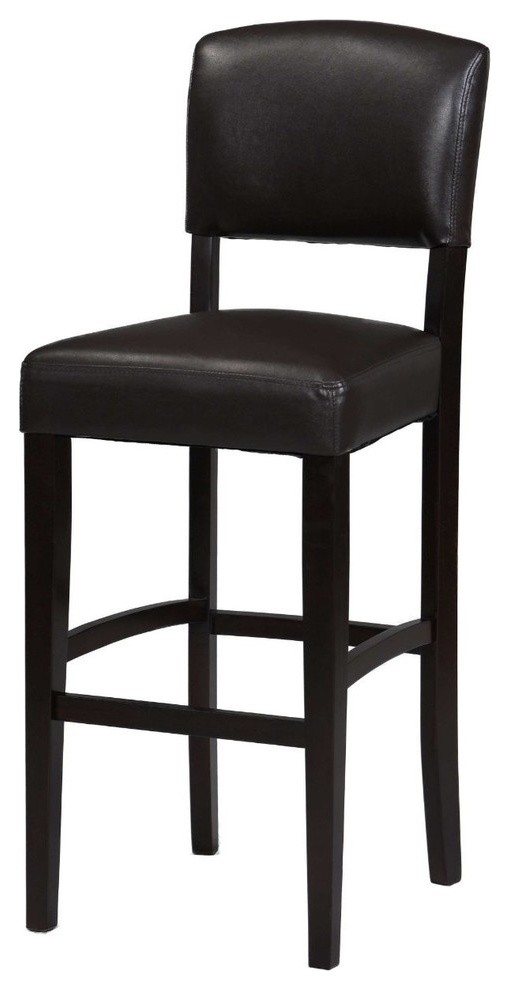 Linon Monaco 24" Upholstered Wood & Faux Leather Counter Stool in Espresso/Brown