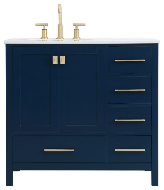 36" Single Bathroom Vanity, Blue, Vf18836Bl Transitional Bathroom