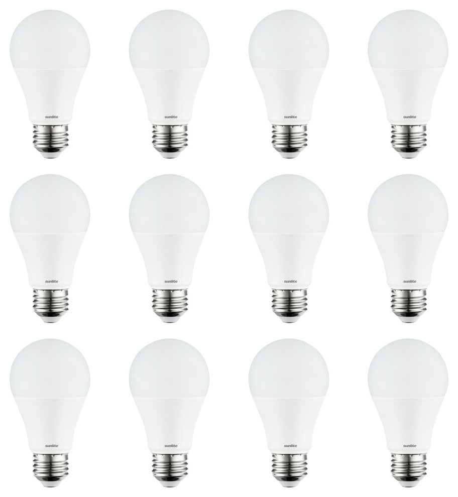 12 Pack Sunlite LED A19 Bulbs, 9W (60W Equal), 3000K Warm White, Nondimmable Traditional