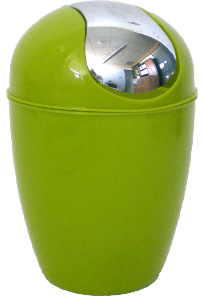 Bath Mini Waste Basket Countertop 0.5 Liter 0.3 Gal Chrome Lid Lime Green