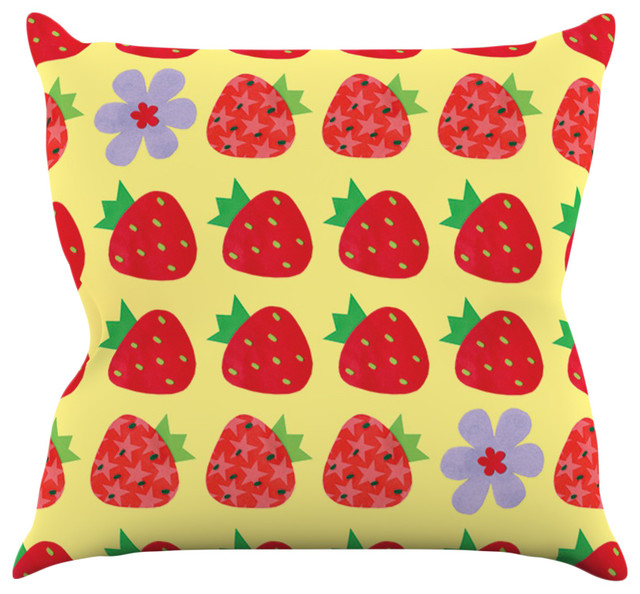 Jane Smith Seasons Summer Yellow Red Throw Pillow Contemporary Jane Smith Seasons Summer Yellow Red Throw Pillow