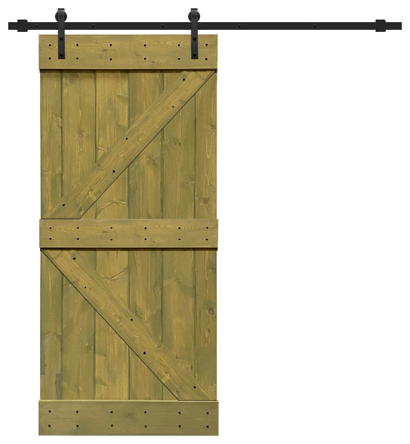 TMS K Series Barn Door With Sliding Hardware Kit, Jungle Green, 42"x84"