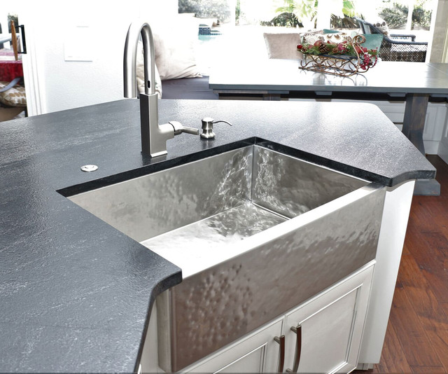 Hammered Stainless Steel Farmhouse Undermount Sink Kitchen