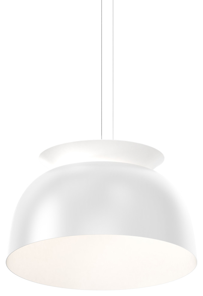 Belle Flare LED Bell Pendant, Satin White, Short