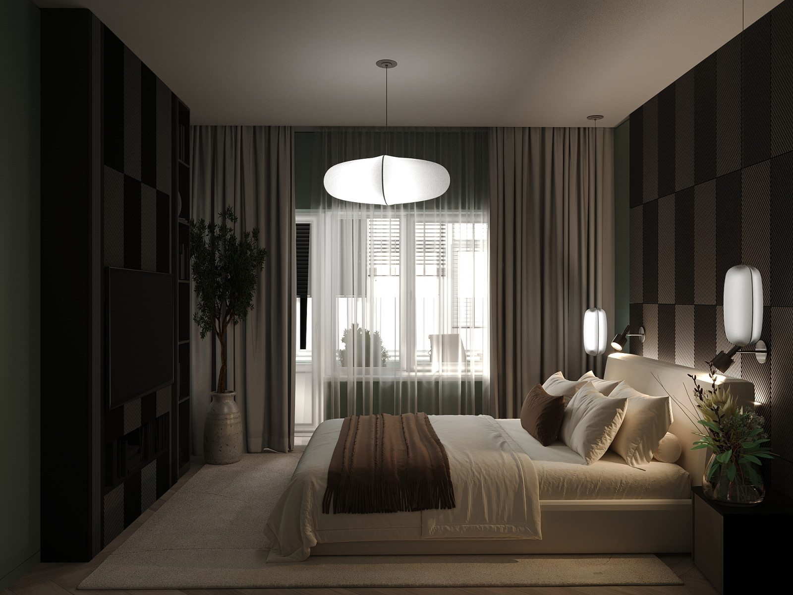 Спальня с японским акцентом.