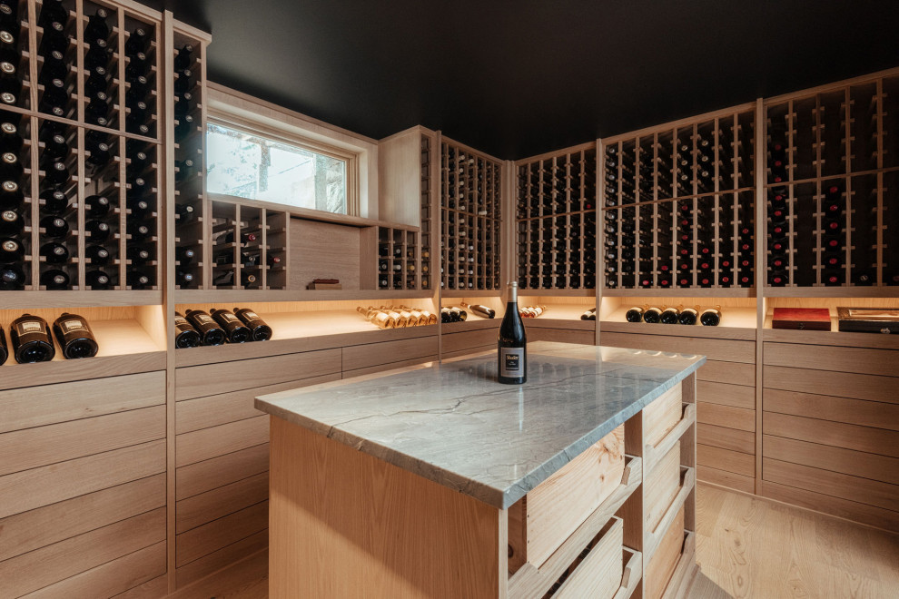 Inspiration for a contemporary wine cellar remodel in Seattle
