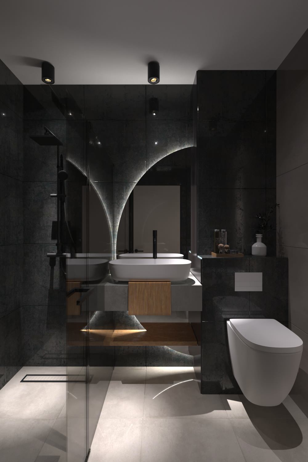 Темная ванная комната