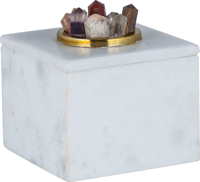Christiana Decorative Box, White Marble Contemporary Decorative Boxes by GwG Outlet
