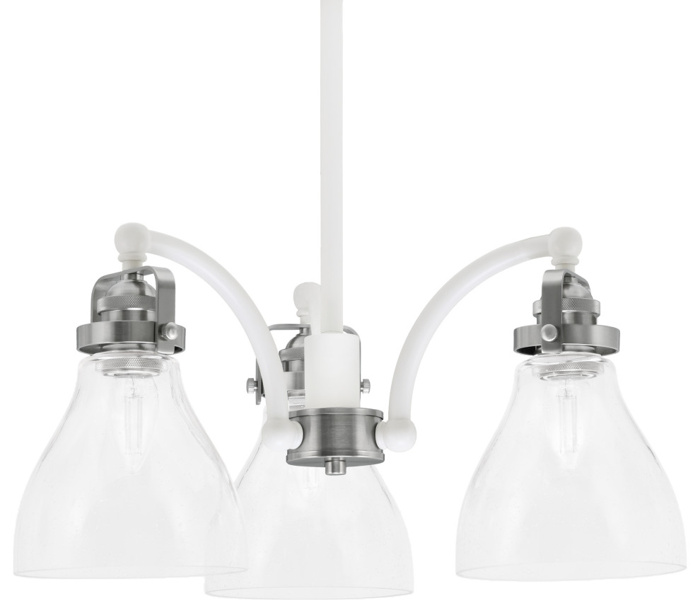 Easton 3 Light, Chandelier, White & Brushed Nickel Finish, 6.25" Clear Bubble
