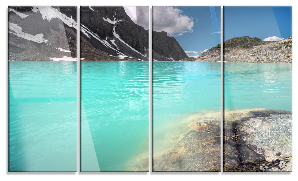 "Crystal Clear Mountain Lake" Metal Wall Art, 48"x28" Contemporary