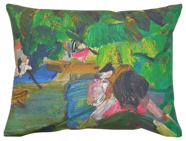 Canoeing With The Ladies, Vintage Reproduction On Linen Pillow, 20x16