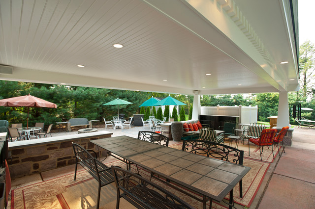 Outdoor Living Spaces: Covered Patio and Pool - Mediterranean - Patio - Philadelphia - by Penn