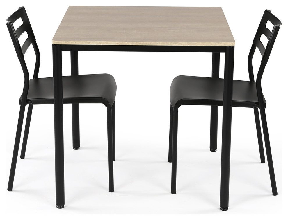 3-Piece Dining Set, Black and Gray