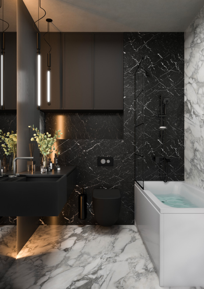 Тёмная ванная комната