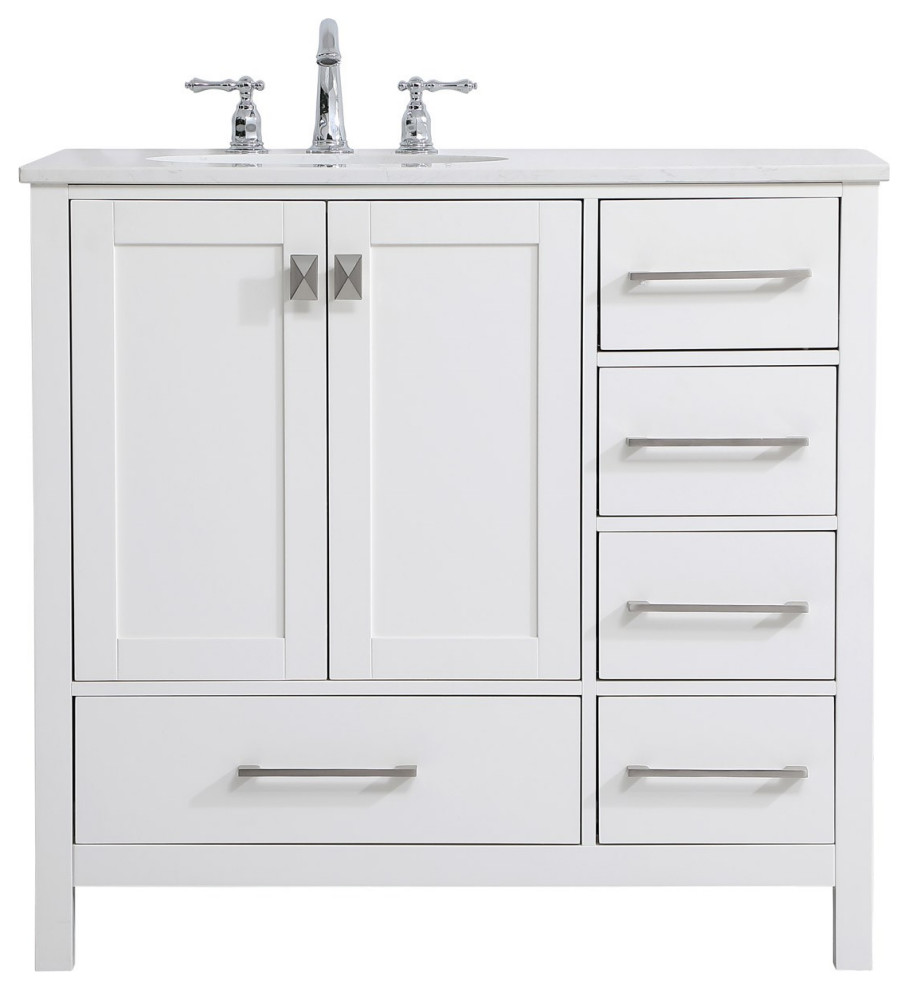 Elegant Irene 36" Single Bathroom Vanity VF18836WH White Transitional