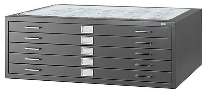 Safco 5 Drawer Flat Files Metal Cabinet for 30" x 42" Files in Black
