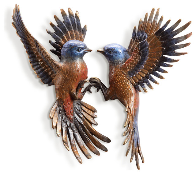 Metal Wall Plaque beautiful flight minivet birds pair wall plaque - tropical - metal Metal Wall Plaque beautiful flight minivet birds pair wall plaque - tropical - metal