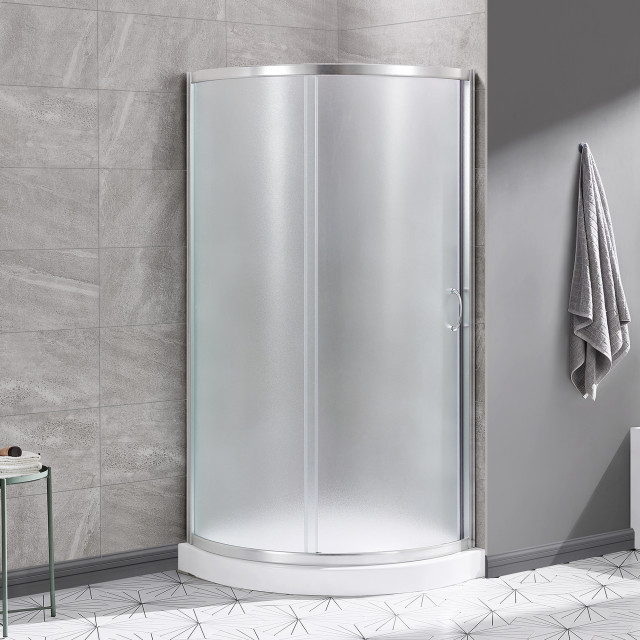 Ove Decors Breeze Shower Kit, Frosted Glass Panels and Base, 32