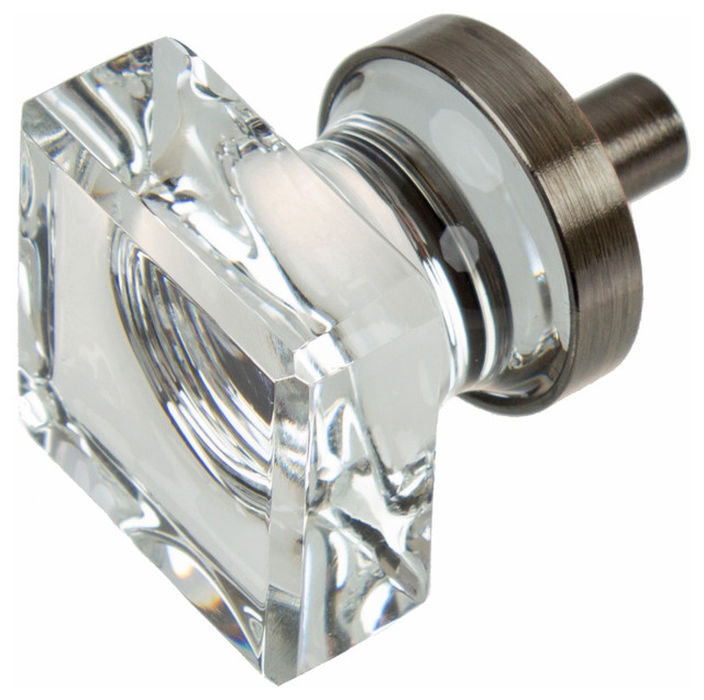 1 Square Glass Cabinet Hardware Knob Transitional Cabinet And