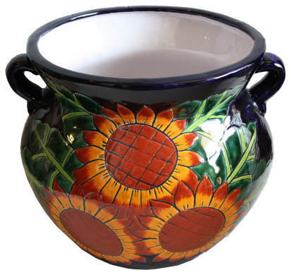 Big Sunflower Talavera Ceramic Pot