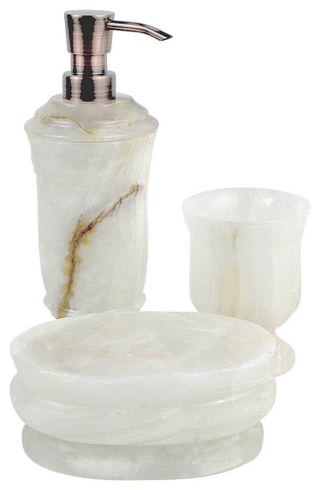 Nature Home Decor White Onyx 3 Piece Set Traditional Bathroom