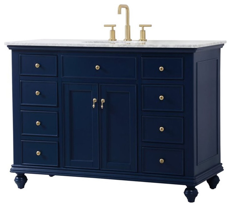 Elegant Decor Otto 48" Contemporary Solid Wood Single Bathroom Vanity in Blue Eclectic