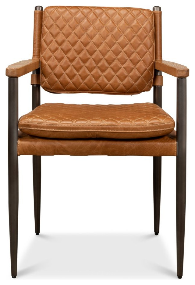 The Harley Chair Quilted Leather Dining Armchair - Midcentury - Dining ...