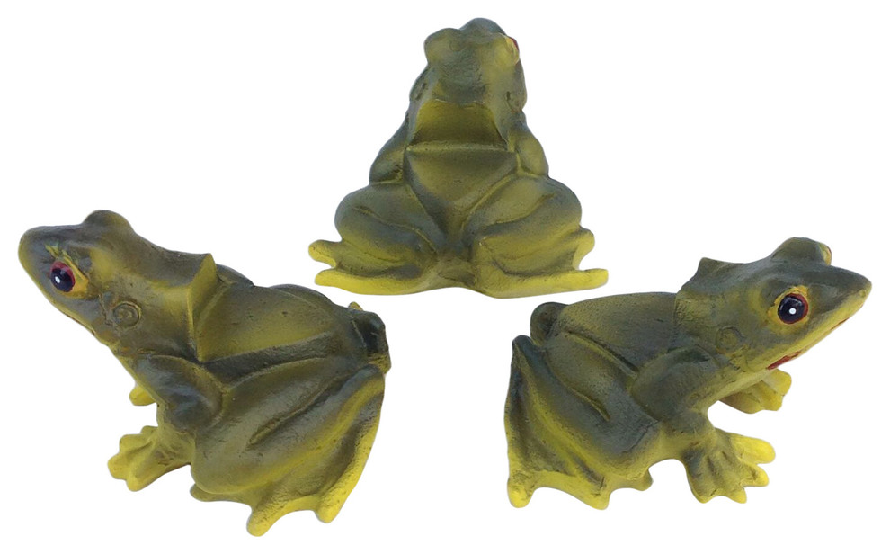 Animated Poly Resin Frog Shaped Planter Pot Feet, Set of 3 Traditional Planter Hardware And