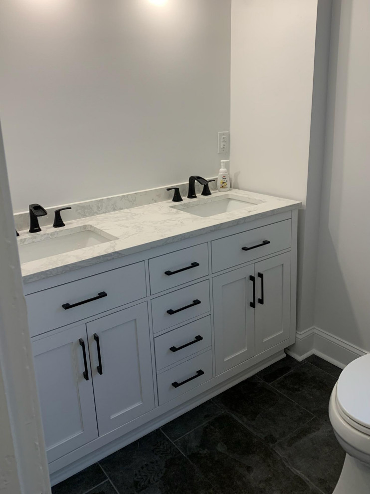 Black and White Bathroom (Vanity and Floor install)