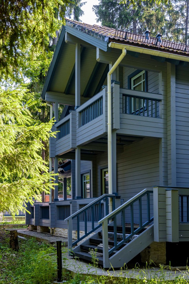 Синий дом из клееного бруса