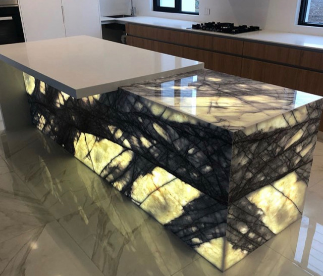 Backlit New York Marble Benchtop contemporary-kitchen