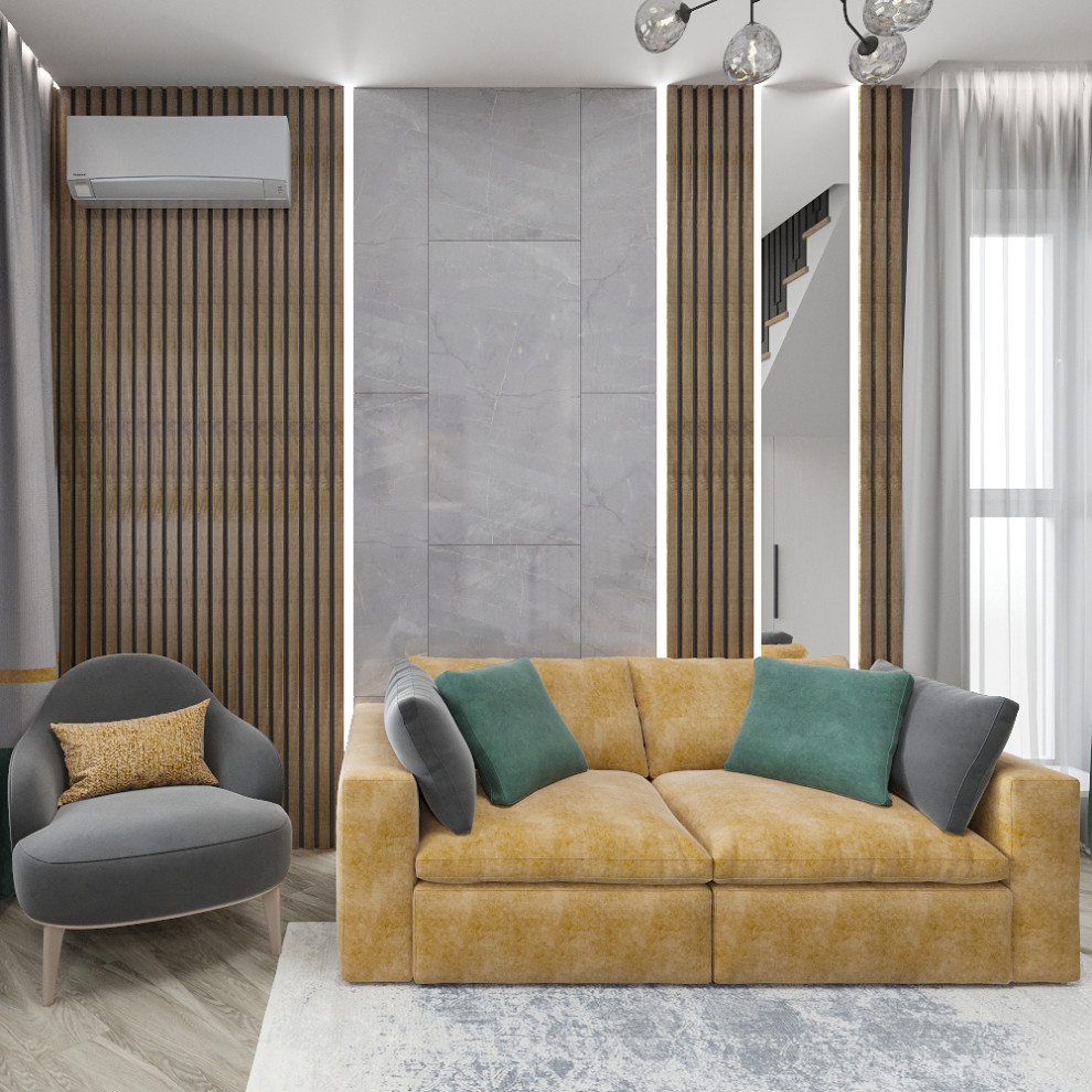 Кухня, гостиная и веранда жилого дома