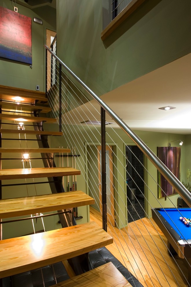 Photo of a contemporary straight staircase in Other.