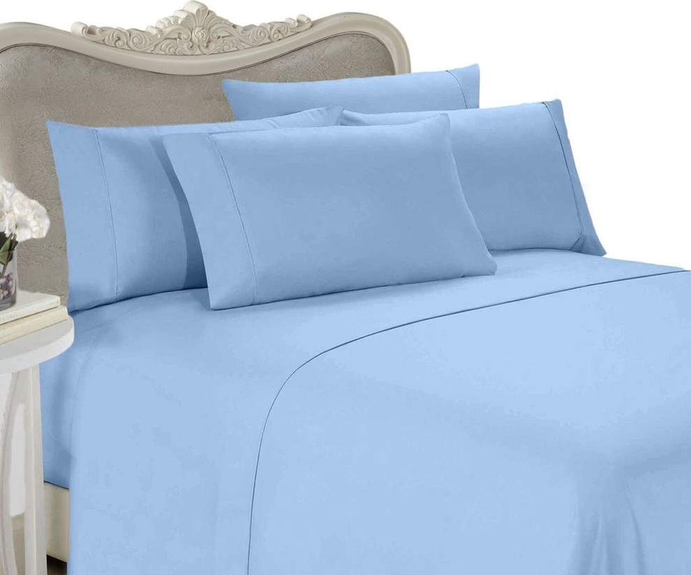 1200 Thread Count Egyptian Cotton Solid Duvet Cover Set, King, Blue