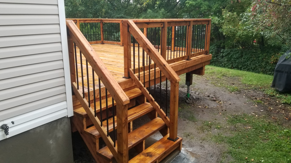 14' x 14' Pressure Treated Wood Deck and Railings with Aluminum ...