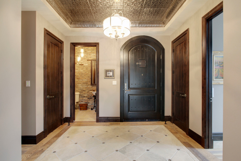 Entryway - rustic entryway idea in Calgary