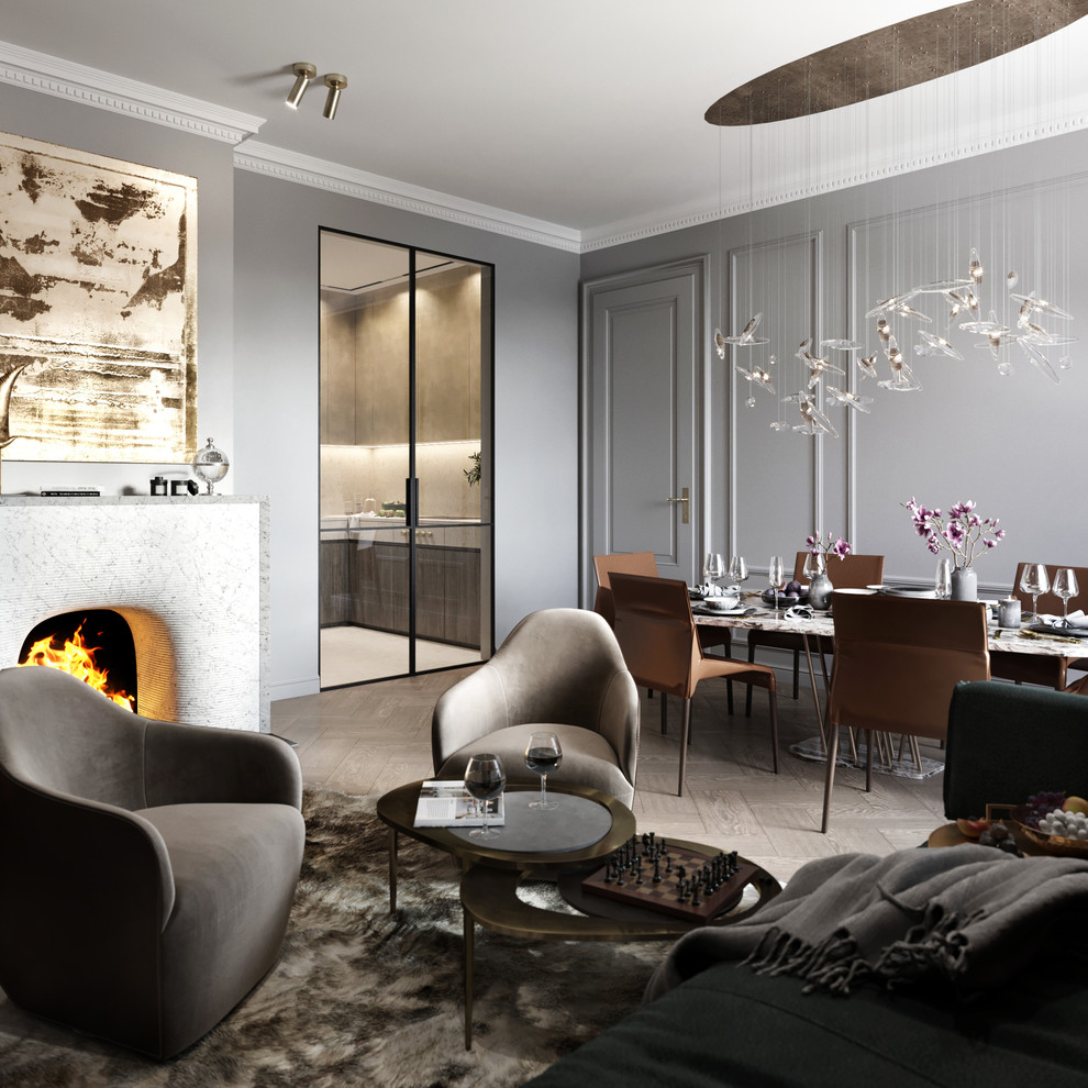 Дизайн-проект квартиры с камином в ЖК "Береговой"