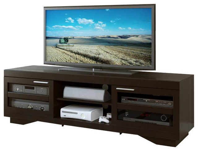 Corliving Granville 66 Wood Veneer Tv Stand In Mocha Black