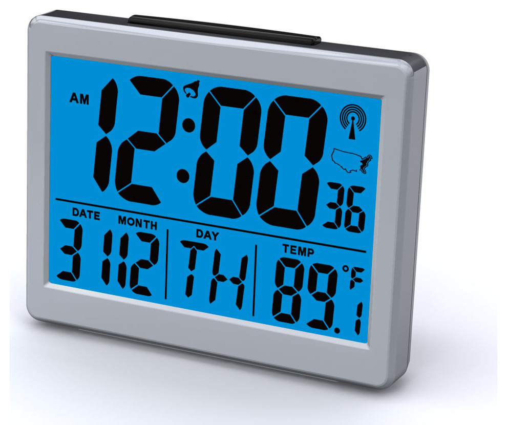 Atomic Bedroom Alarm Clock With 1.5" High Time Numbers Contemporary