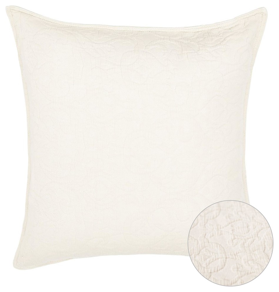 Flock Stonewashed Cotton Pillow Cover, Natural, 20"x20"