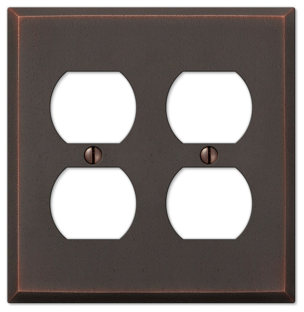 Manhattan Aged Bronze Cast 2Duplex Wall Plate Traditional Switch