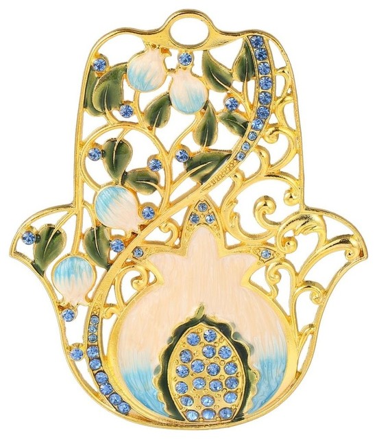 Hanging Hamsa Pomegranate Wall decor Pewter Traditional Hamsa