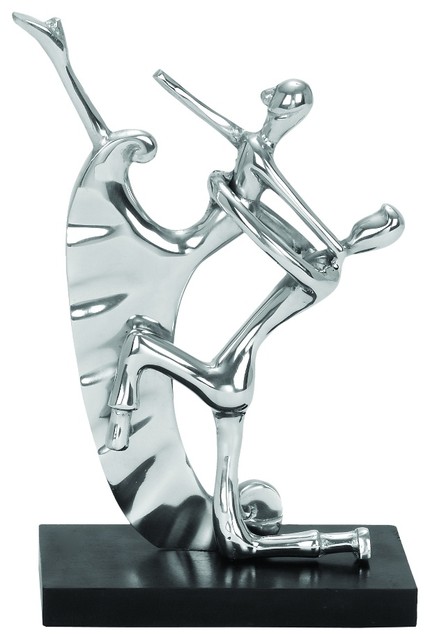Art Deco Dancing Silver Chrome Finish Statue Accent Home Art Deco Dancing Silver Chrome Finish Statue Accent Home Decor 26919