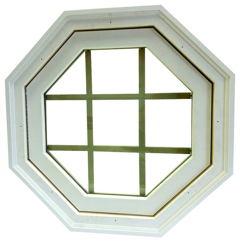Mitered Operating Octagon Window, With Bronze Hardware, Vinyl