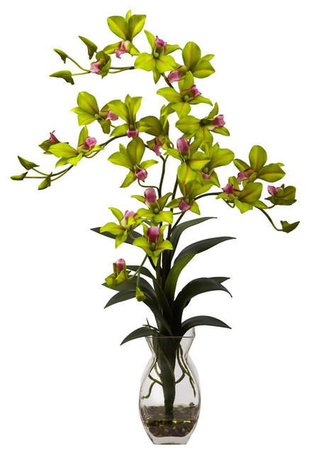 Dendrobium Orchid With Vase Arrangement, Green