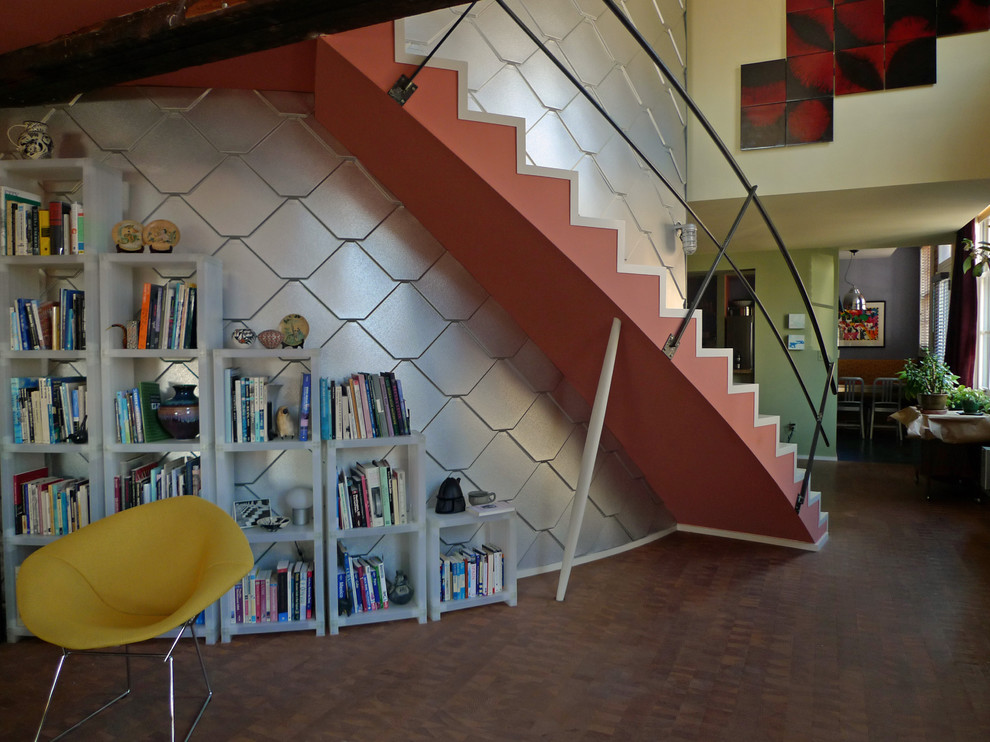 Inspiration for a small eclectic curved staircase in Baltimore.
