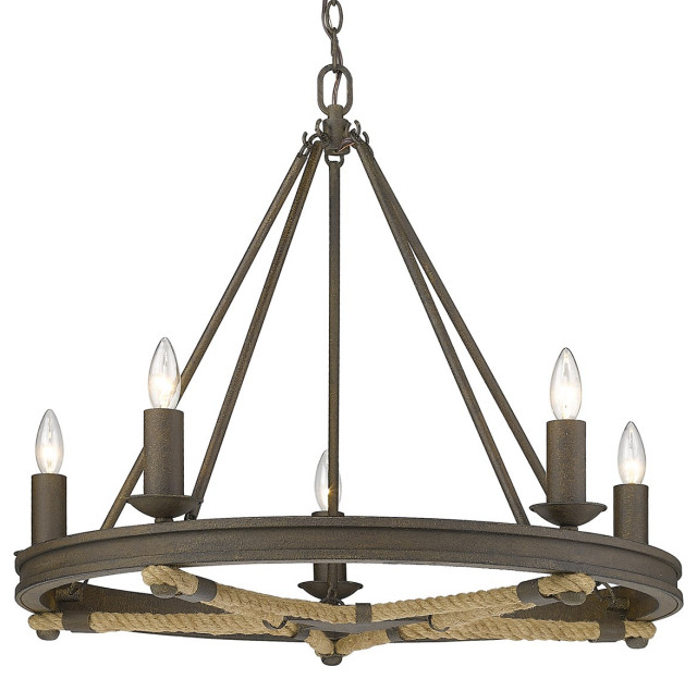 Golden Stokes 5-Light Chandelier 1053-5 DR, Dark Rust